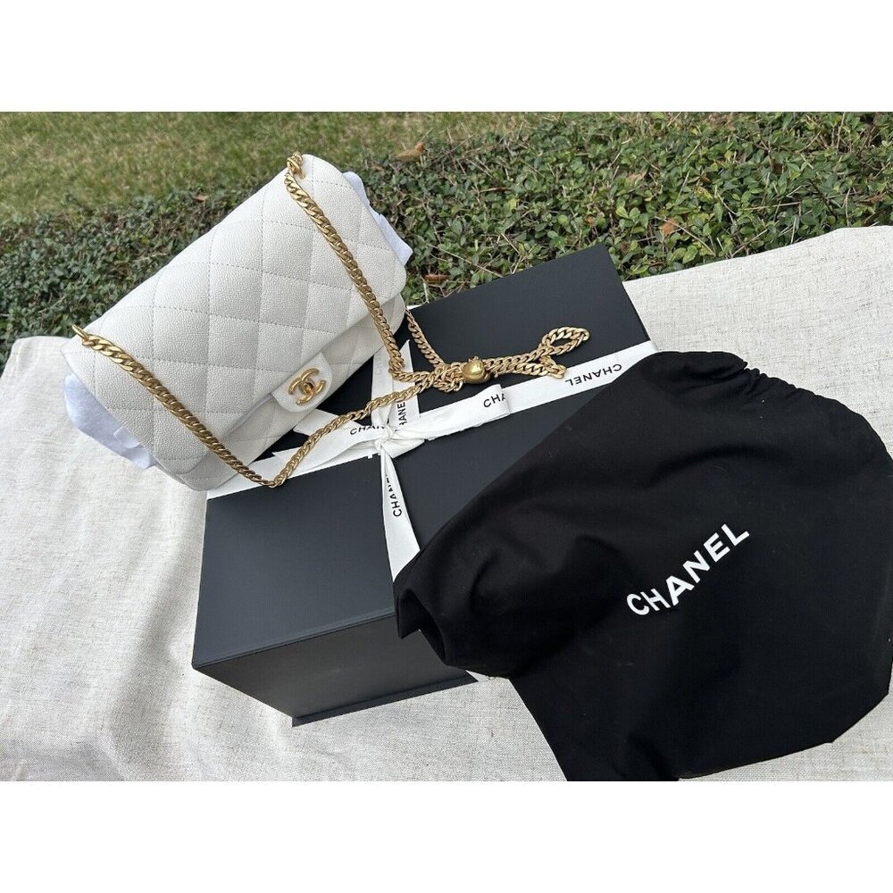 NWT Chanel Sweetheart Bag Flap Handbag 23P White Caviar Quilted Perfect 🤍🤍